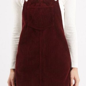 Topshop Burgundy Overall/Pinafore Dress